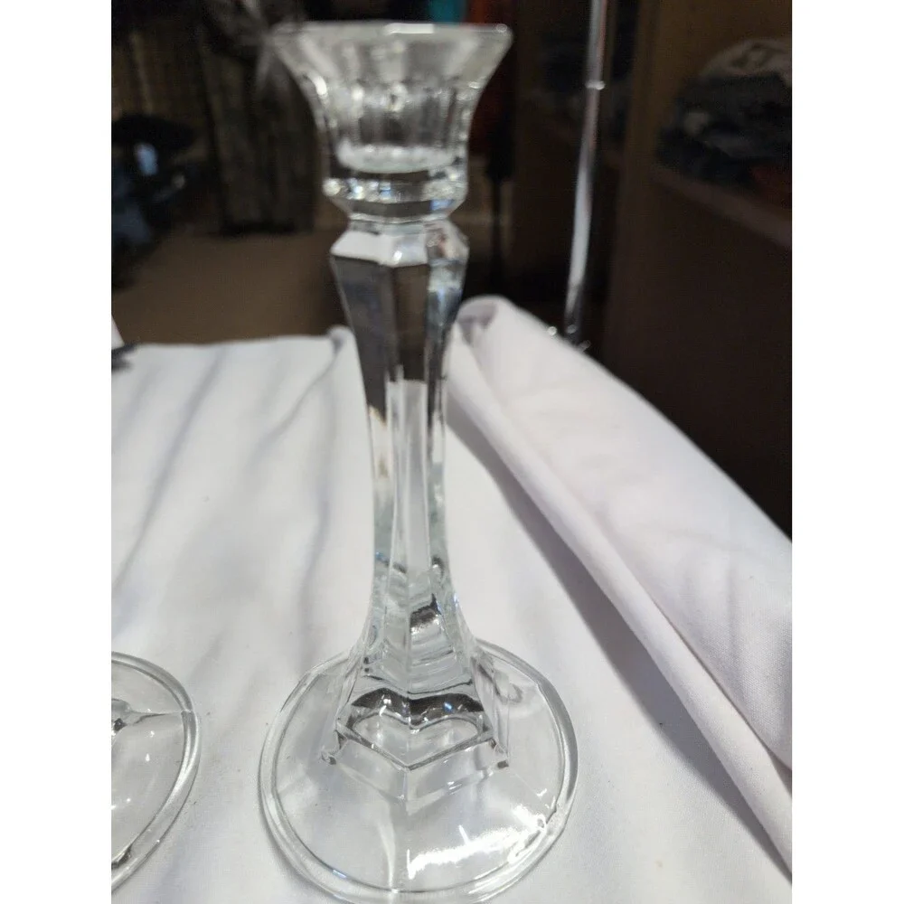Set of 3 Elegant Glass Candlestick Holders